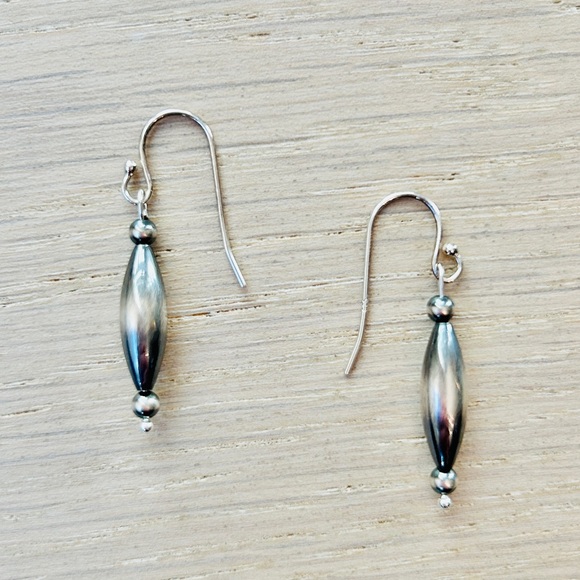 Earrings Navajo Pearls, dangle earring 925 sterling silver, Southwestern style - Picture 1 of 4
